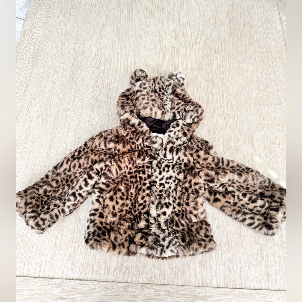 Liv & Lottie Toddler Girls Leopard Print Faux Fur Hooded Coat